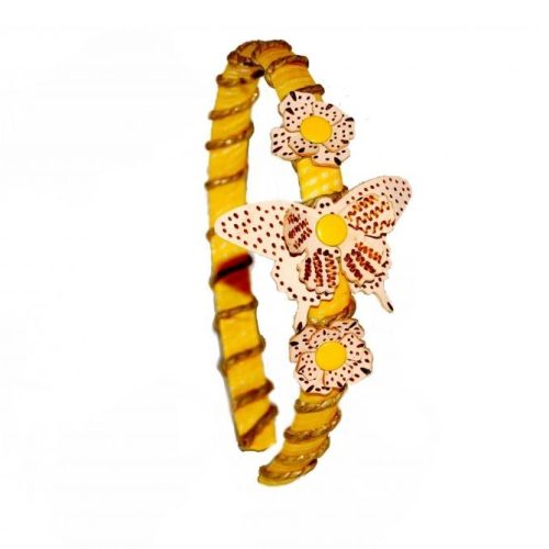 diadema de piel amarillo mariposa