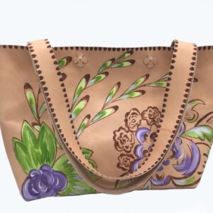 Bolso de cuero Flores Moradas