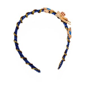 Diadema de piel azul mariposa