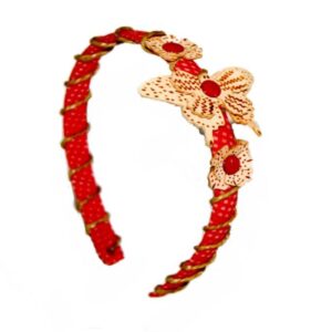 Diadema de piel rojo mariposa