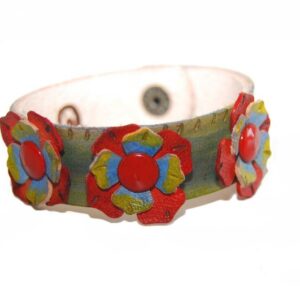 Brazalete de cuero Flores 2#