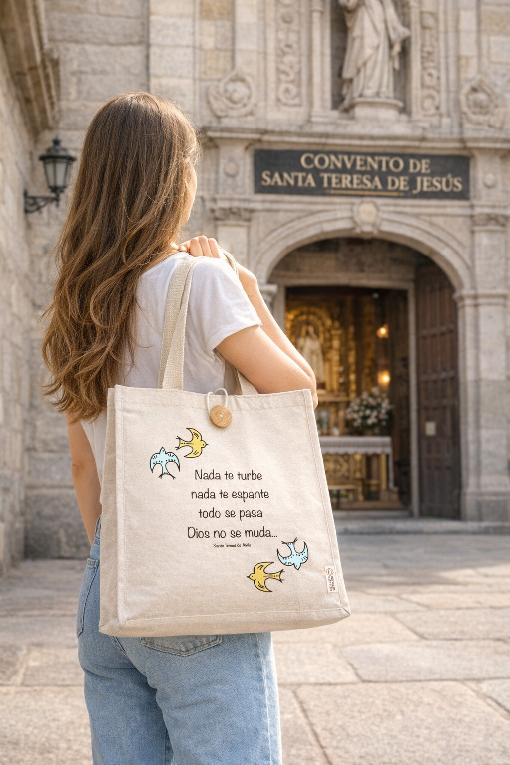 Bolsa de tela Nada te turbe