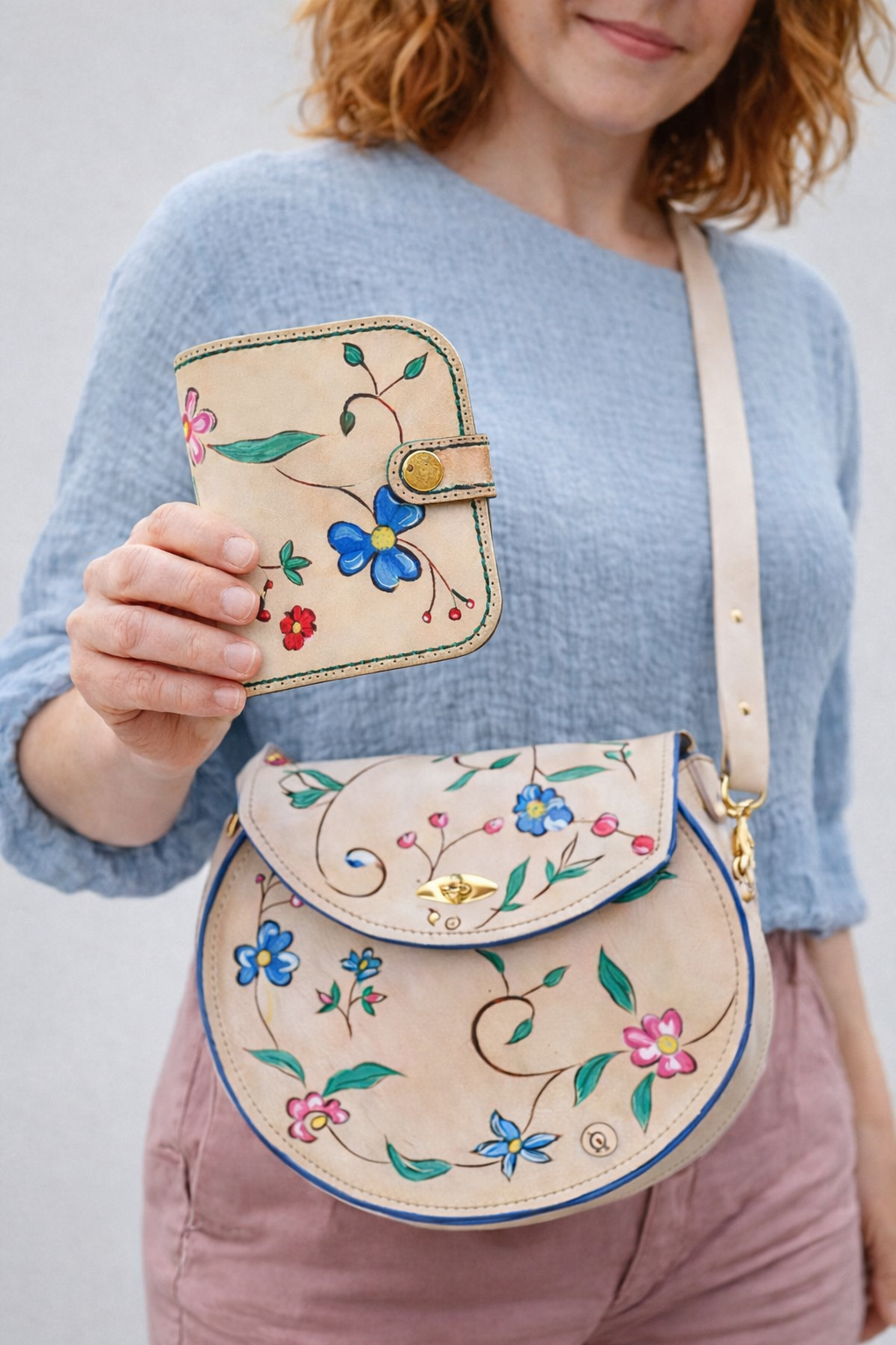 Bolso de cuero Flores de mantón