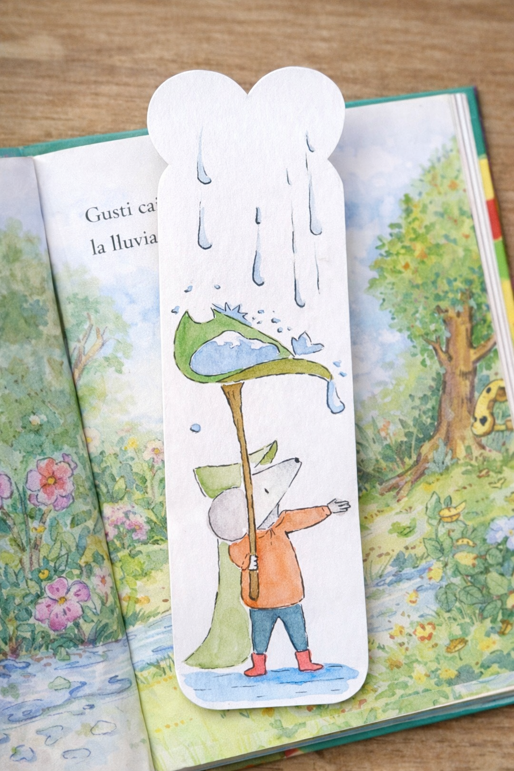 Marcapáginas Ratoncito y la lluvia