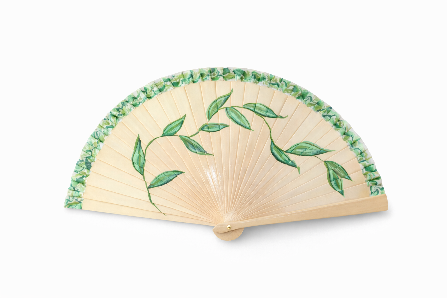 Abanico de hojas pintado a mano