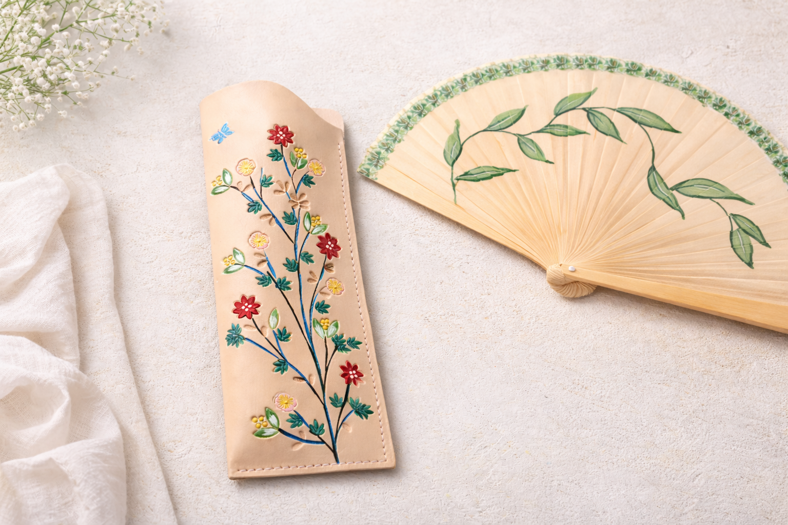 Funda de abanico  Ramo de flores