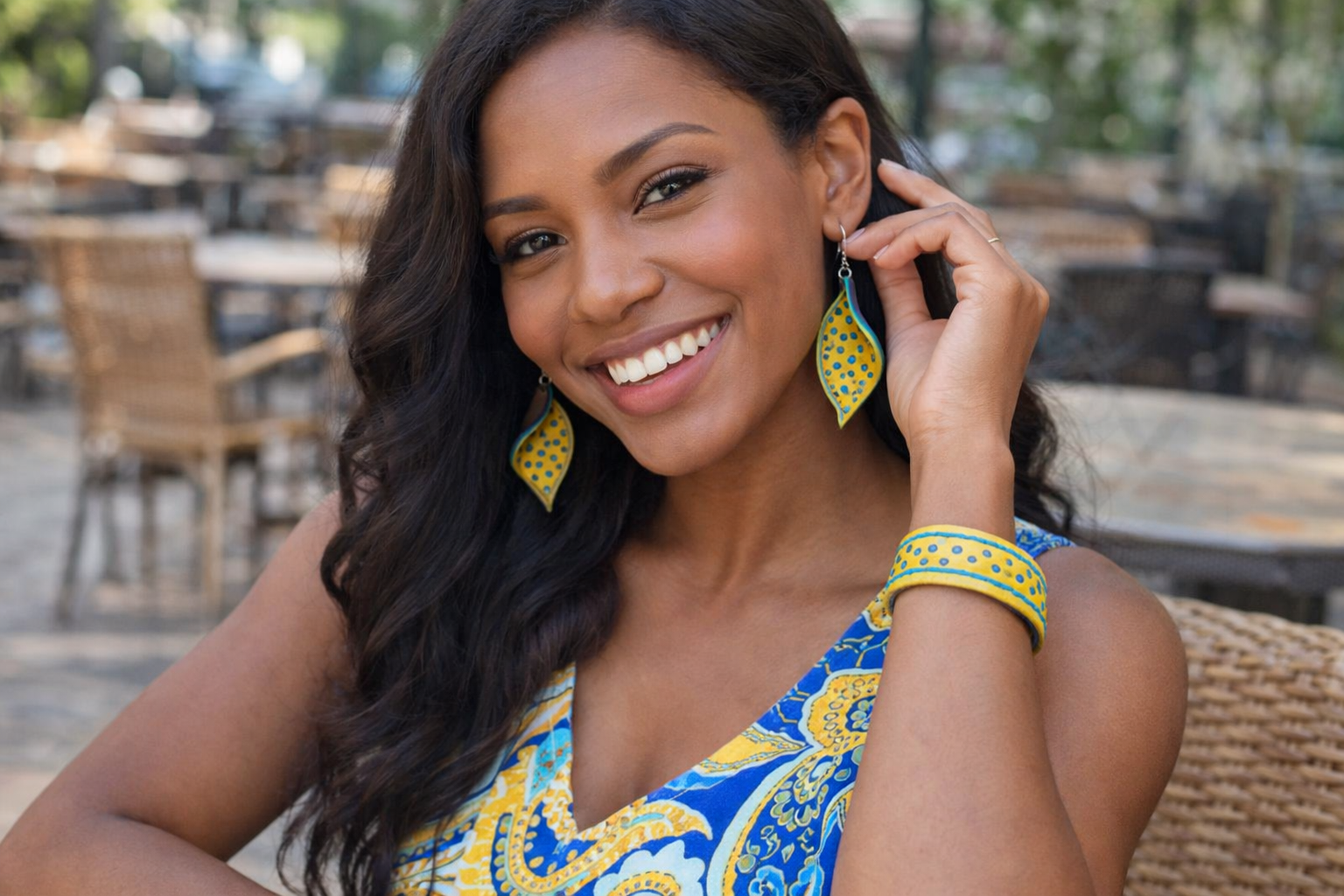 Pendientes Hoja de Sol y Azul