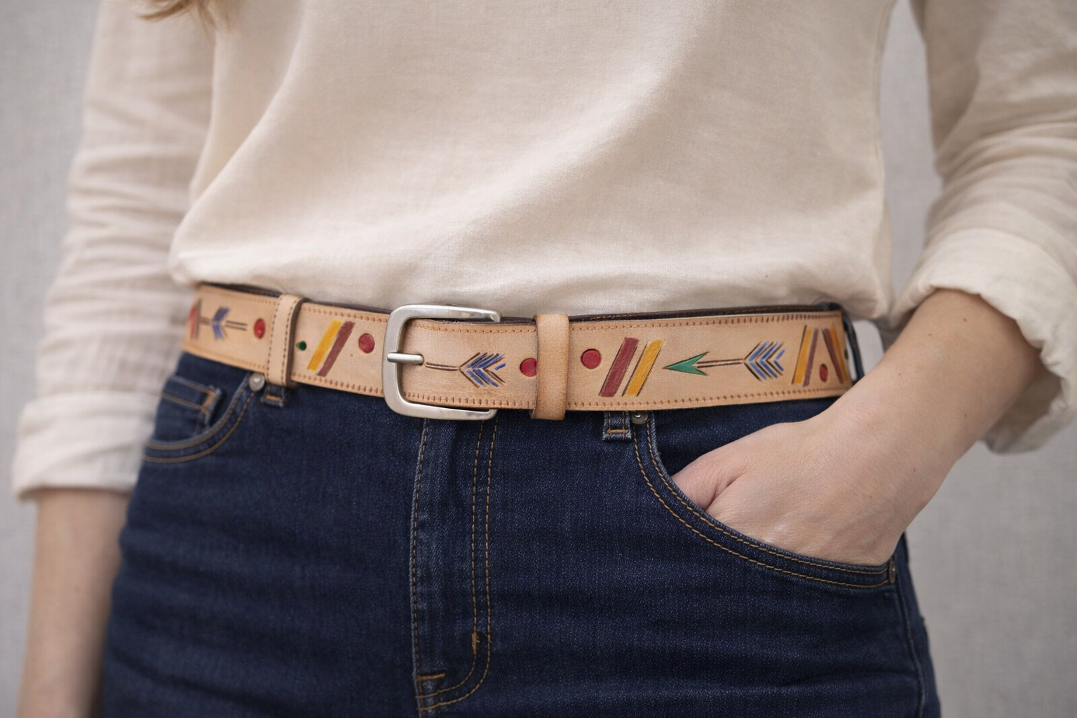 Cinturón de piel Indio