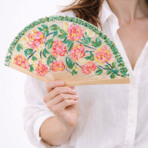 Abanico floral pintado a mano