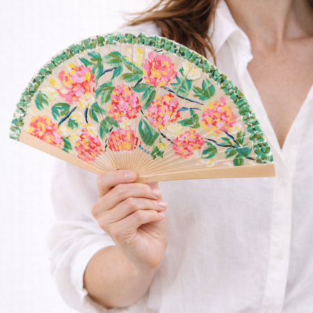 Abanico floral pintado a mano