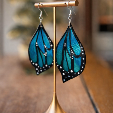 pendientes cuero alas de mariposa