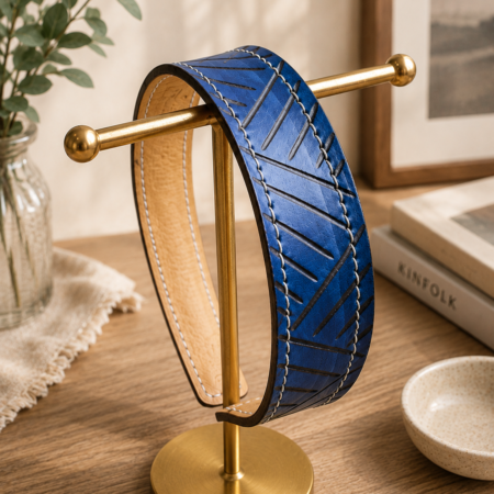 Diadema de cuero Azul Índigo